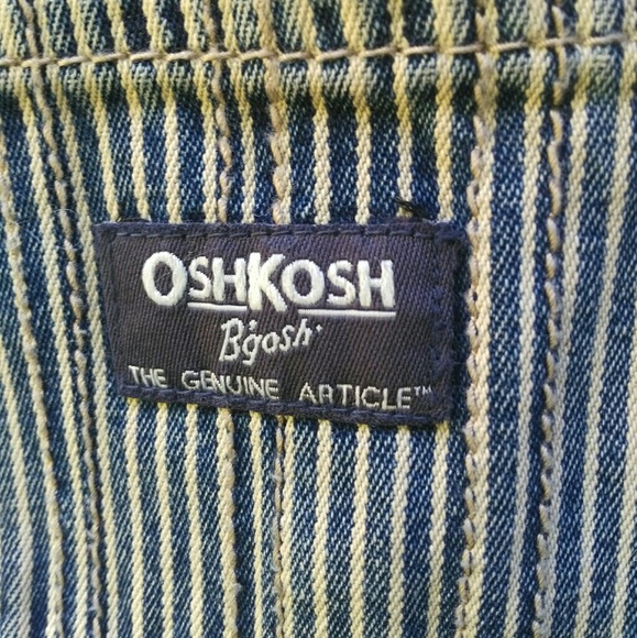🚜 🆕OshKosh B'Gosh Blue Striped Denim Overalls 6M - Picture 8 of 8